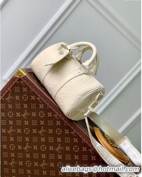 Buy Promotional Louis Vuitton Keepall Bandouliere 25 Bag in Grained Monogram Leather M24434 Beige 2024