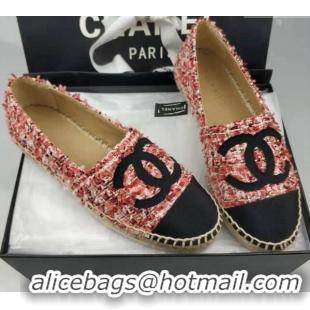 Unique Style Chanel Tweed & Grosgrain Espadrilles Flat Pink 815118