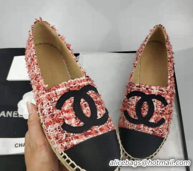 Unique Style Chanel Tweed & Grosgrain Espadrilles Flat Pink 815118