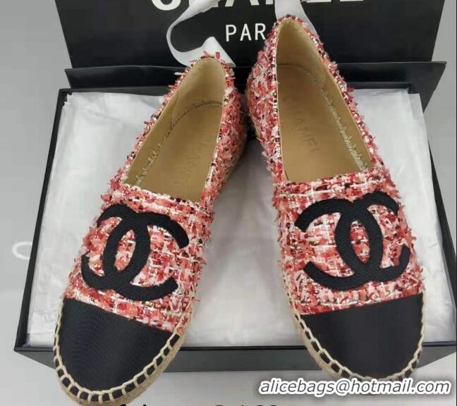 Unique Style Chanel Tweed & Grosgrain Espadrilles Flat Pink 815118