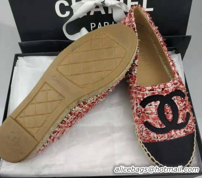 Unique Style Chanel Tweed & Grosgrain Espadrilles Flat Pink 815118