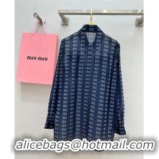 Luxury Discount Miu Miu Sun Protective Shirt M7911 Blue 2024