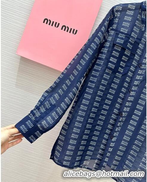 Luxury Discount Miu Miu Sun Protective Shirt M7911 Blue 2024