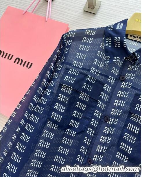 Luxury Discount Miu Miu Sun Protective Shirt M7911 Blue 2024