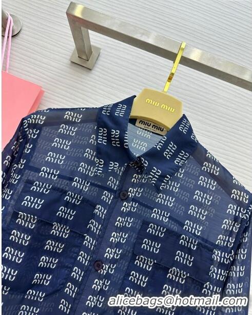 Luxury Discount Miu Miu Sun Protective Shirt M7911 Blue 2024