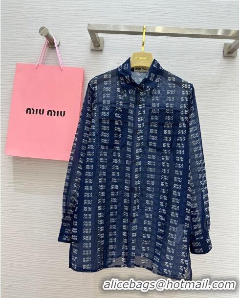 Luxury Discount Miu Miu Sun Protective Shirt M7911 Blue 2024