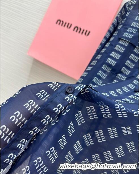 Luxury Discount Miu Miu Sun Protective Shirt M7911 Blue 2024