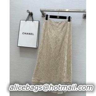 Super Quality Chanel Sequins Skirt CH7913 Beige 2024