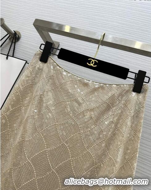 Super Quality Chanel Sequins Skirt CH7913 Beige 2024