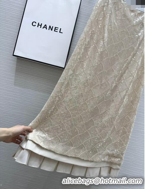 Super Quality Chanel Sequins Skirt CH7913 Beige 2024