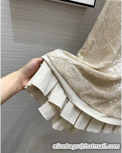 Super Quality Chanel Sequins Skirt CH7913 Beige 2024