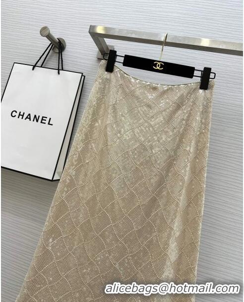 Super Quality Chanel Sequins Skirt CH7913 Beige 2024