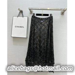 Luxury Discount Chanel Sequins Skirt CH7914 Black 2024