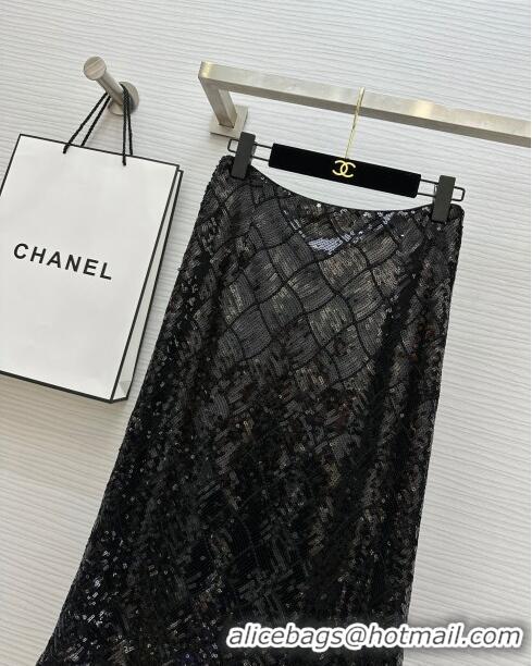 Luxury Discount Chanel Sequins Skirt CH7914 Black 2024