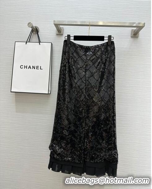 Luxury Discount Chanel Sequins Skirt CH7914 Black 2024