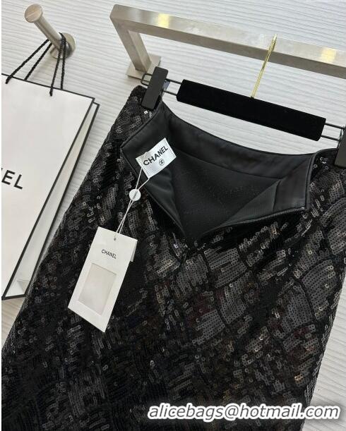 Luxury Discount Chanel Sequins Skirt CH7914 Black 2024