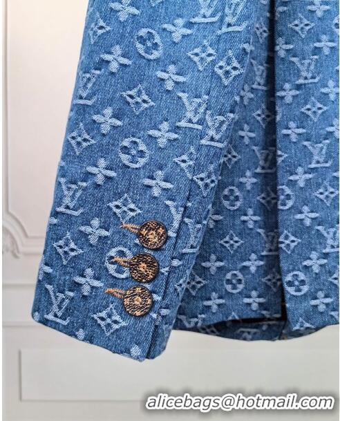 Top Grade Louis Vuitton Monogram Denim Jacket LV7918 Blue 2024