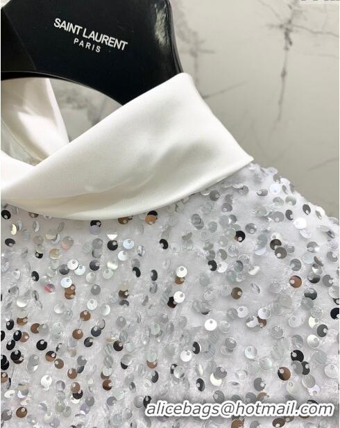 Best Price Saint Laurent Sequins Top S7922 White 2024