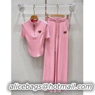 ​Grade Quality Prada Knit Top and Pants P71002 Pink 2024