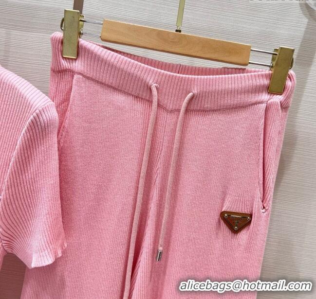 ​Grade Quality Prada Knit Top and Pants P71002 Pink 2024