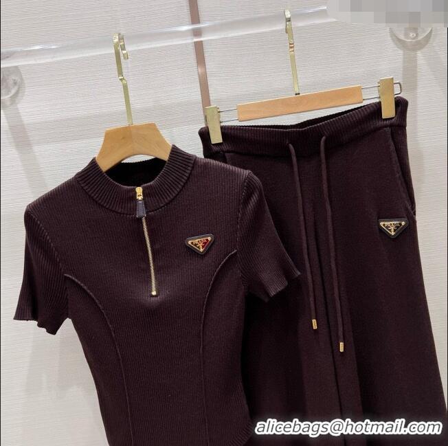 ​Good Looking Prada Knit Top and Pants P71003 Chocolate 2024