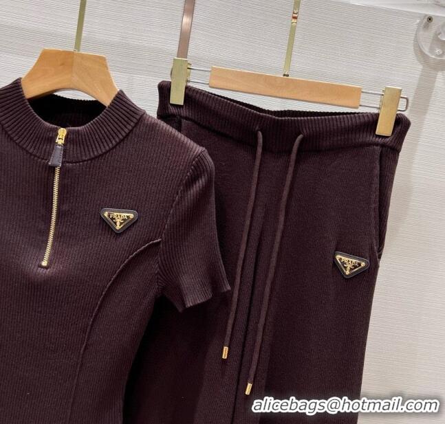 ​Good Looking Prada Knit Top and Pants P71003 Chocolate 2024