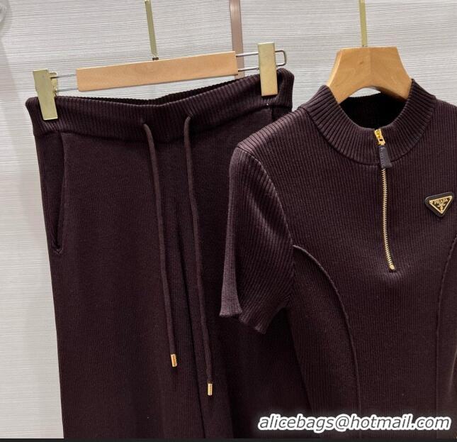 ​Good Looking Prada Knit Top and Pants P71003 Chocolate 2024