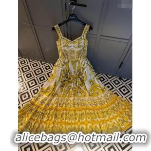 ​Top Quality Dolce & Gabbana Cotton Dress DG71007 Yellow 2024