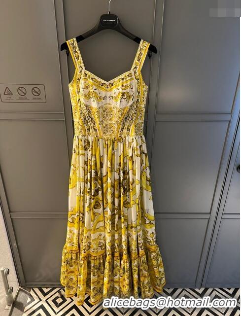 ​Top Quality Dolce & Gabbana Cotton Dress DG71007 Yellow 2024