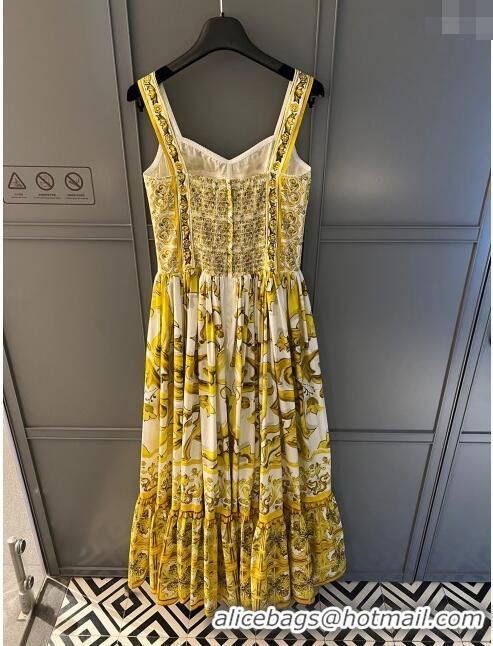 ​Top Quality Dolce & Gabbana Cotton Dress DG71007 Yellow 2024