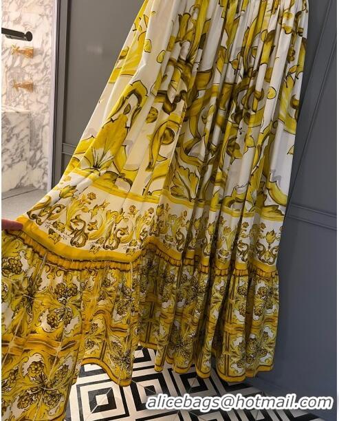 ​Top Quality Dolce & Gabbana Cotton Dress DG71007 Yellow 2024