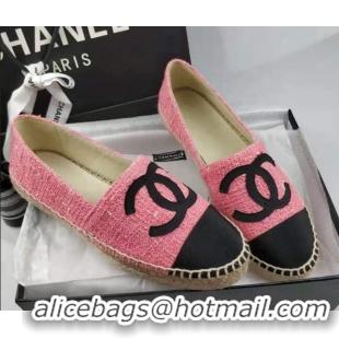 Low Price Chanel Tweed & Grosgrain Espadrilles Flat Pink 815127