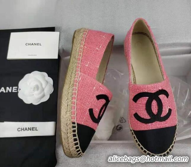 Low Price Chanel Tweed & Grosgrain Espadrilles Flat Pink 815127