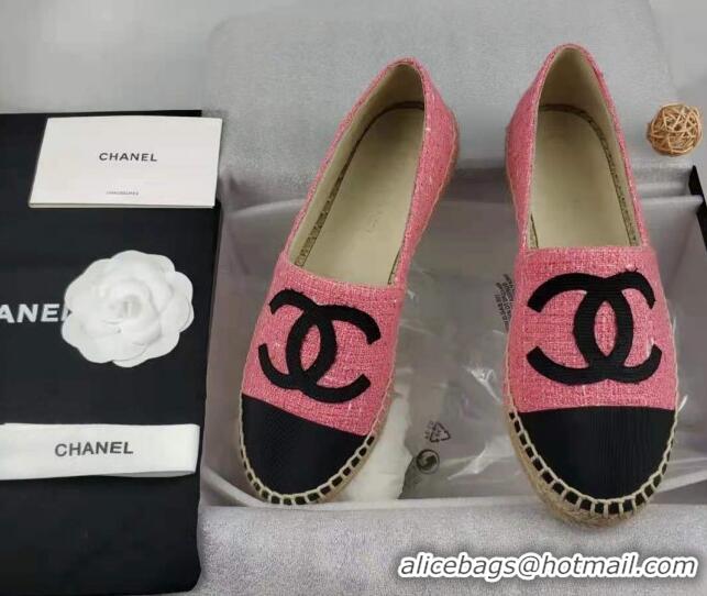 Low Price Chanel Tweed & Grosgrain Espadrilles Flat Pink 815127