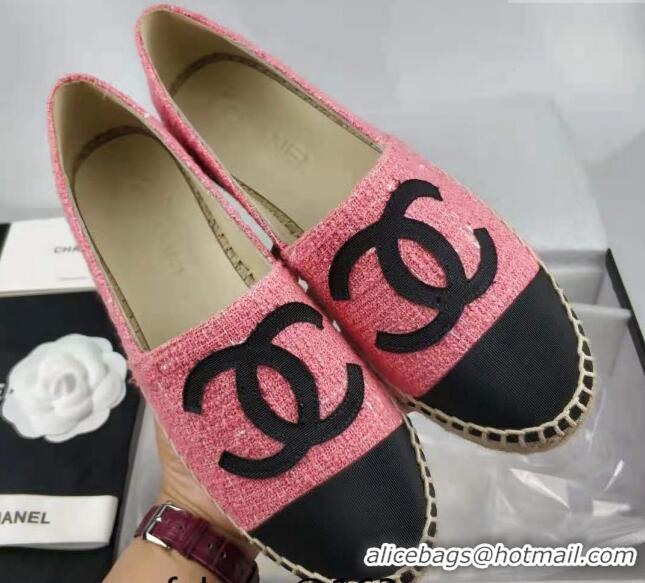 Low Price Chanel Tweed & Grosgrain Espadrilles Flat Pink 815127