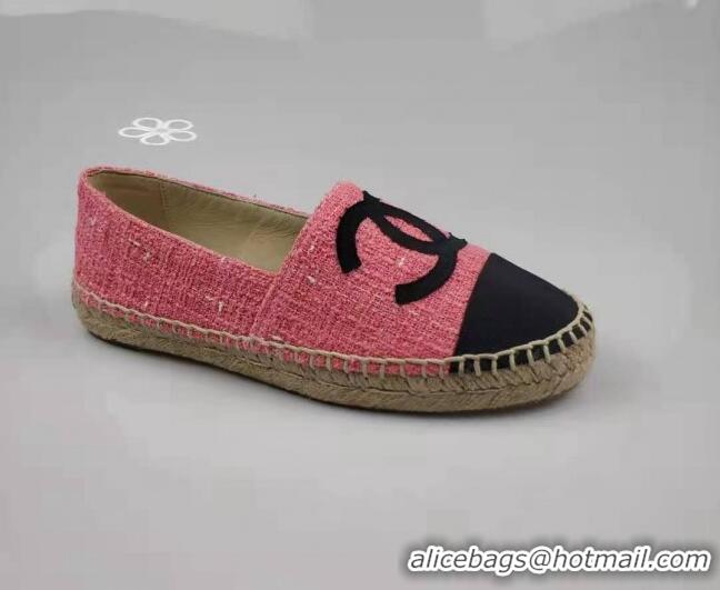 Low Price Chanel Tweed & Grosgrain Espadrilles Flat Pink 815127