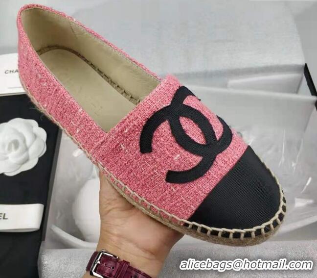 Low Price Chanel Tweed & Grosgrain Espadrilles Flat Pink 815127