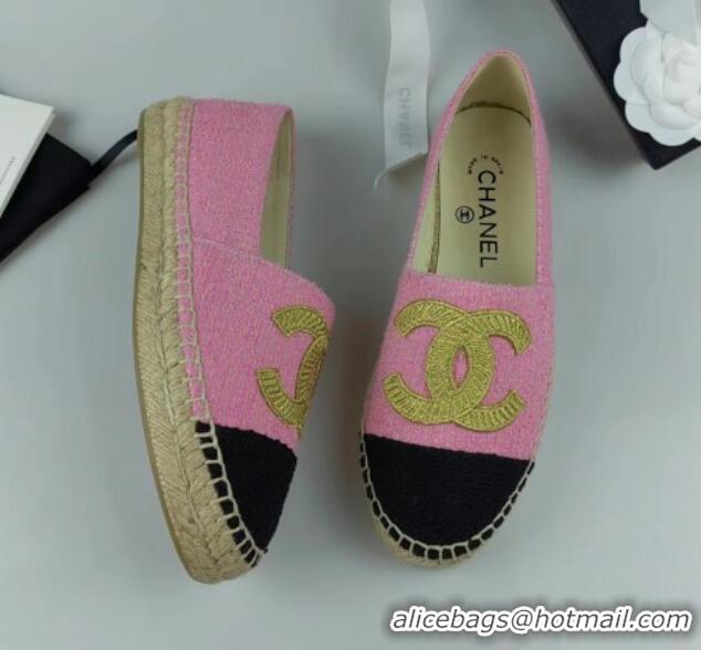 Best Price Chanel Tweed Espadrilles Flat Pink 815129