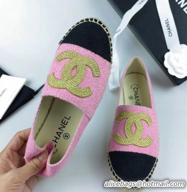 Best Price Chanel Tweed Espadrilles Flat Pink 815129