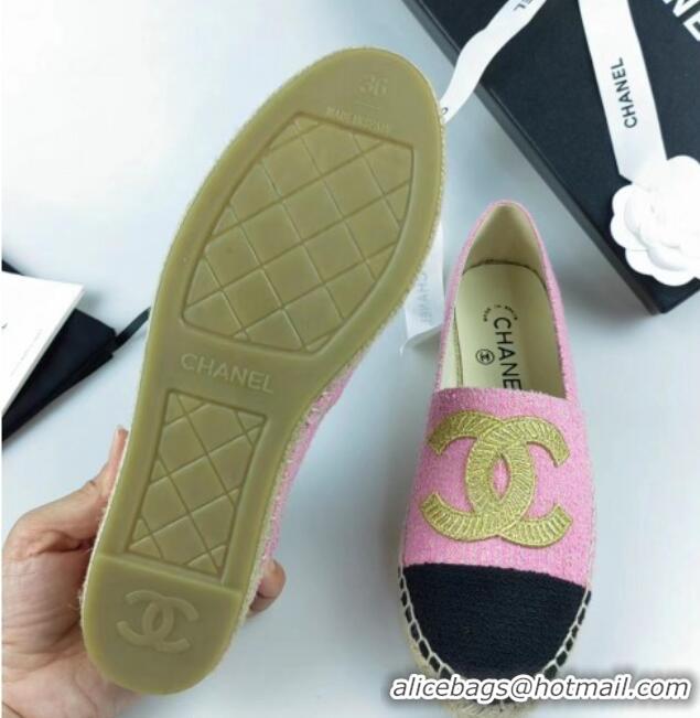 Best Price Chanel Tweed Espadrilles Flat Pink 815129