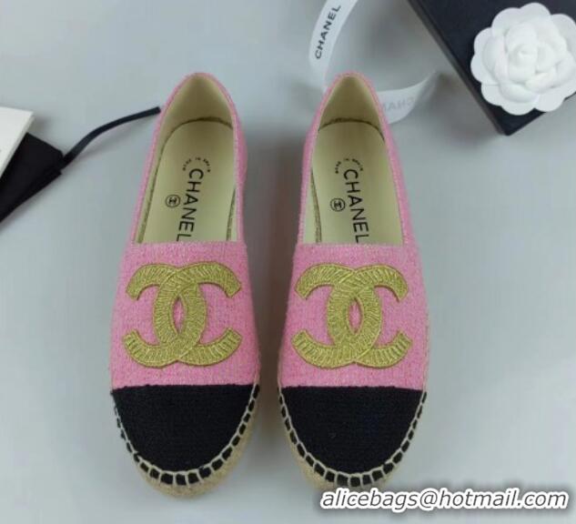 Best Price Chanel Tweed Espadrilles Flat Pink 815129