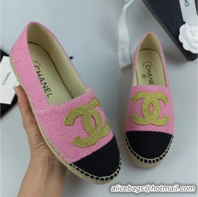 Best Price Chanel Tweed Espadrilles Flat Pink 815129