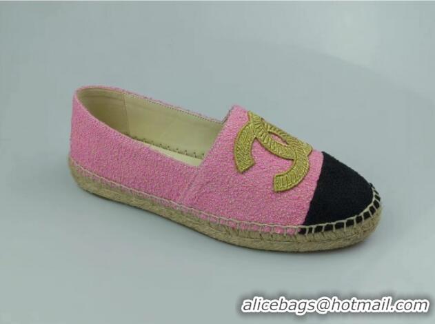 Best Price Chanel Tweed Espadrilles Flat Pink 815129