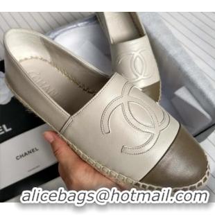 Popular Style Chanel Lambskin Espadrilles Flat White/Grey 815132