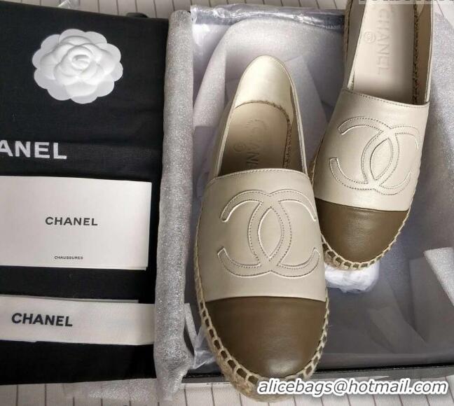 Popular Style Chanel Lambskin Espadrilles Flat White/Grey 815132