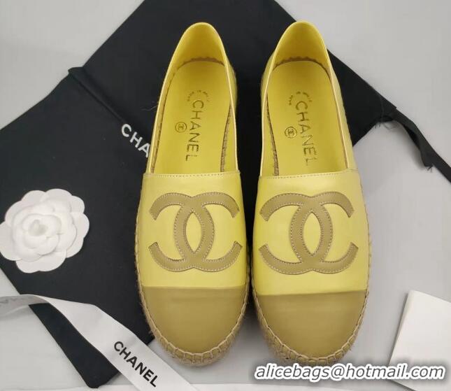 Good Looking Chanel Lambskin Espadrilles Flat Yellow 815136