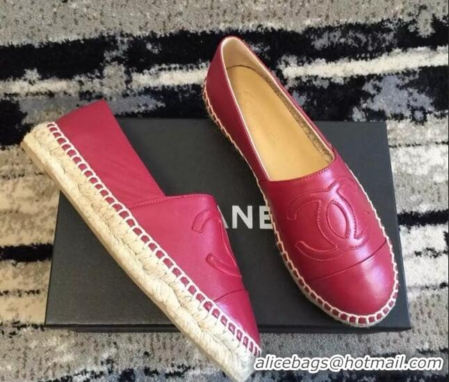 Best Product Chanel Lambskin Espadrilles Flat Red 815137