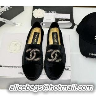 Shop Duplicate Chanel Suede Espadrilles Flat Black 816003