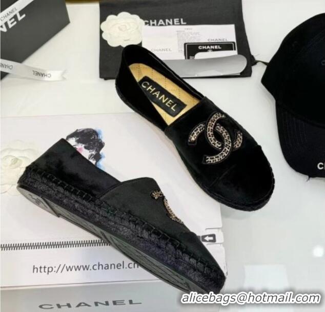 Shop Duplicate Chanel Suede Espadrilles Flat Black 816003