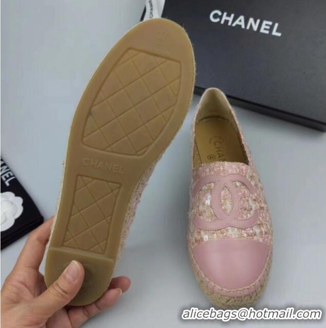 Classic Specials Chanel Tweed, Sequins and Lambskin Espadrilles Flat Pink 816008